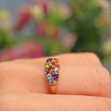 Ellibelle Jewellery Vintage 9ct Gold Multi Gem Cluster Ring