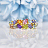 Ellibelle Jewellery Vintage 9ct Gold Multi Gem Cluster Ring