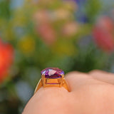 Ellibelle Jewellery Vintage Amethyst 18ct Yellow Gold Solitaire Ring