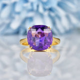 Ellibelle Jewellery Vintage Amethyst 18ct Yellow Gold Solitaire Ring
