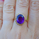 Ellibelle Jewellery VINTAGE AMETHYST 9CT GOLD SOLITAIRE RING