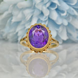 Ellibelle Jewellery VINTAGE AMETHYST 9CT GOLD SOLITAIRE RING
