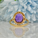 Ellibelle Jewellery VINTAGE AMETHYST 9CT GOLD SOLITAIRE RING