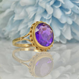 Ellibelle Jewellery VINTAGE AMETHYST 9CT GOLD SOLITAIRE RING