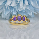 Ellibelle Jewellery VINTAGE AMETHYST 9CT GOLD THREE-STONE RING