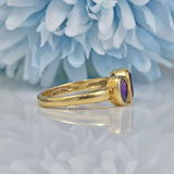 Ellibelle Jewellery VINTAGE AMETHYST 9CT GOLD THREE-STONE RING