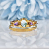 Ellibelle Jewellery VINTAGE AMETHYST & BLUE TOPAZ GOLD TRILOGY RING