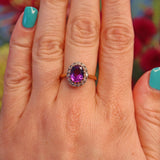 Ellibelle Jewellery Vintage Amethyst & Diamond 18ct Gold Cluster Ring
