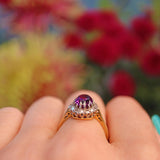 Ellibelle Jewellery Vintage Amethyst & Diamond 18ct Gold Cluster Ring