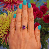Ellibelle Jewellery Vintage Amethyst & Diamond 18ct Gold Cluster Ring