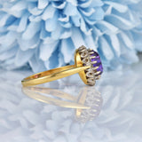 Ellibelle Jewellery Vintage Amethyst & Diamond 18ct Gold Cluster Ring