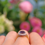 Ellibelle Jewellery Vintage Amethyst & Diamond 18ct Gold Cluster Ring