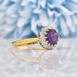 Ellibelle Jewellery Vintage Amethyst & Diamond 18ct Gold Cluster Ring