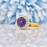 Ellibelle Jewellery Vintage Amethyst & Diamond 18ct Gold Cluster Ring