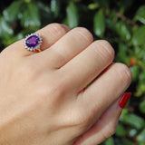Ellibelle Jewellery Vintage Amethyst & Diamond 18ct Gold Cluster Ring