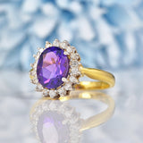 Ellibelle Jewellery Vintage Amethyst & Diamond 18ct Gold Cluster Ring