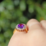 Ellibelle Jewellery Vintage Amethyst & Diamond 18ct Gold Cluster Ring