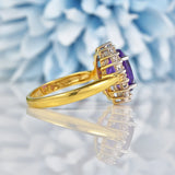 Ellibelle Jewellery Vintage Amethyst & Diamond 18ct Gold Cluster Ring