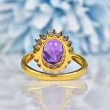 Ellibelle Jewellery Vintage Amethyst & Diamond 18ct Gold Cluster Ring