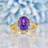 Ellibelle Jewellery Vintage Amethyst & Diamond 18ct Gold Cluster Ring