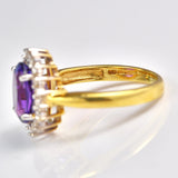 Ellibelle Jewellery Vintage Amethyst & Diamond 18ct Gold Cluster Ring
