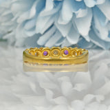 Ellibelle Jewellery VINTAGE AMETHYST & DIAMOND 18CT GOLD HALF ETERNITY RING