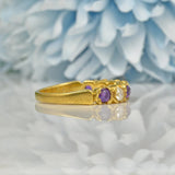 Ellibelle Jewellery VINTAGE AMETHYST & DIAMOND 18CT GOLD HALF ETERNITY RING
