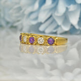 Ellibelle Jewellery VINTAGE AMETHYST & DIAMOND 18CT GOLD HALF ETERNITY RING