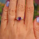 Ellibelle Jewellery Vintage Amethyst & Diamond 18ct Yellow Gold Ring