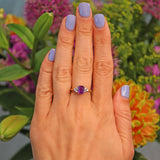 Ellibelle Jewellery Vintage Amethyst & Diamond 18ct Yellow Gold Ring