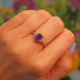 Ellibelle Jewellery Vintage Amethyst & Diamond 18ct Yellow Gold Ring