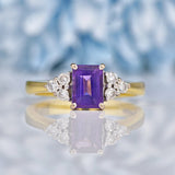 Ellibelle Jewellery Vintage Amethyst & Diamond 18ct Yellow Gold Ring