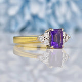 Ellibelle Jewellery Vintage Amethyst & Diamond 18ct Yellow Gold Ring