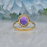 Vintage Amethyst & Diamond 9ct Gold Halo Ring