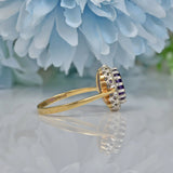 Vintage Amethyst & Diamond 9ct Gold Halo Ring