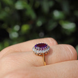 Vintage Amethyst & Diamond 9ct Gold Halo Ring