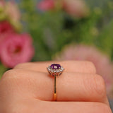 Ellibelle Jewellery Vintage Amethyst & Diamond Cluster Ring