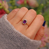Ellibelle Jewellery Vintage Amethyst & Diamond Cluster Ring