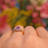 Ellibelle Jewellery Vintage Amethyst & Diamond Gold Cluster Ring
