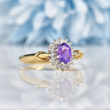 Ellibelle Jewellery Vintage Amethyst & Diamond Gold Cluster Ring