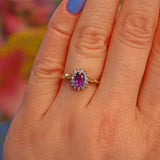 Ellibelle Jewellery Vintage Amethyst & Diamond Gold Cluster Ring