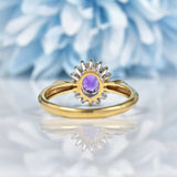 Ellibelle Jewellery Vintage Amethyst & Diamond Gold Cluster Ring