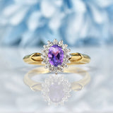 Ellibelle Jewellery Vintage Amethyst & Diamond Gold Cluster Ring