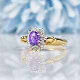 Ellibelle Jewellery Vintage Amethyst & Diamond Gold Cluster Ring