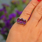 Ellibelle Jewellery Vintage Amethyst & Diamond Gold Triple Cluster Ring