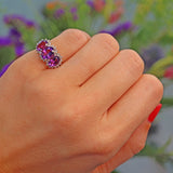 Ellibelle Jewellery Vintage Amethyst & Diamond Gold Triple Cluster Ring