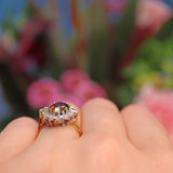 Ellibelle Jewellery Vintage Andalusite & Diamond 18ct Gold Cluster Ring