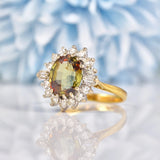 Ellibelle Jewellery Vintage Andalusite & Diamond 18ct Gold Cluster Ring