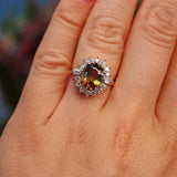 Ellibelle Jewellery Vintage Andalusite & Diamond 18ct Gold Cluster Ring