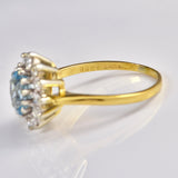 Ellibelle Jewellery Vintage Aquamarine & Diamond 18ct Gold Cluster Ring